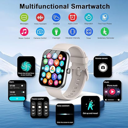 Smart Watch (Answer/Make Call), 1.96" HD Smartwatch for Women, 2025 Fitness Watch with 112+ Sport Mode/Pedometer/Calories/Sleep/Heart Rate Monitor, IP68 Waterproof Fitness Tracker for Android iOS